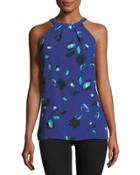 Sleeveless Halter Printed Crepe Woven Blouse
