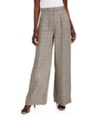 Wide-leg Linen Houndstooth Pants