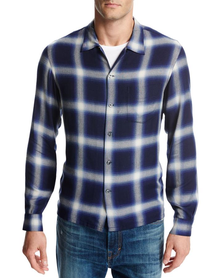 Ombr&eacute; Plaid Open-collar