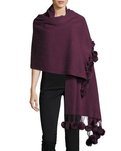 Fur-fringe Knit Wrap