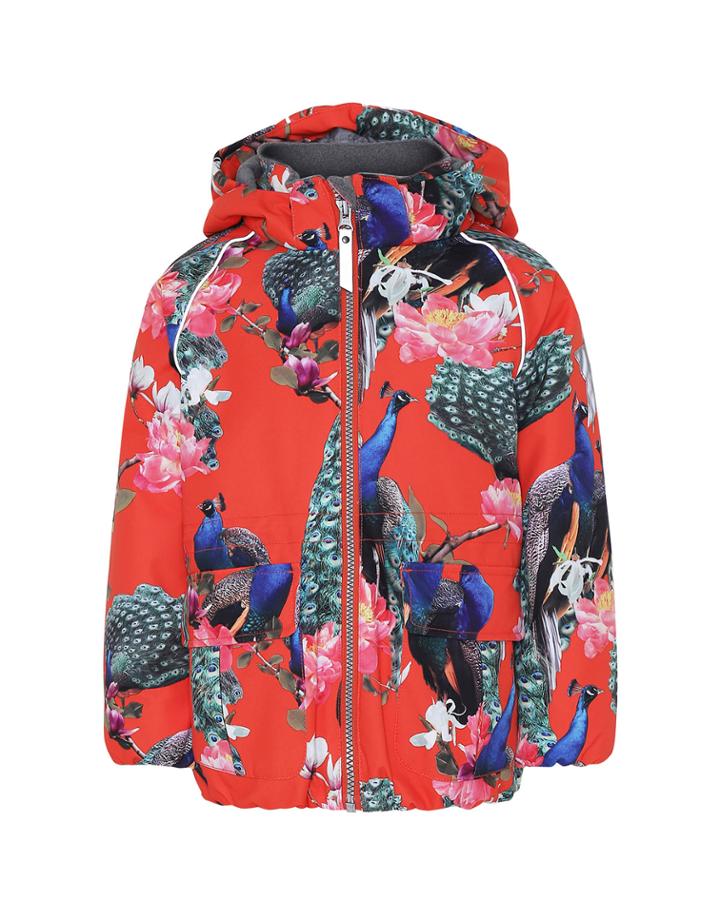 Girl's Cathy Peacock Print Functional Waterproof Jacket,