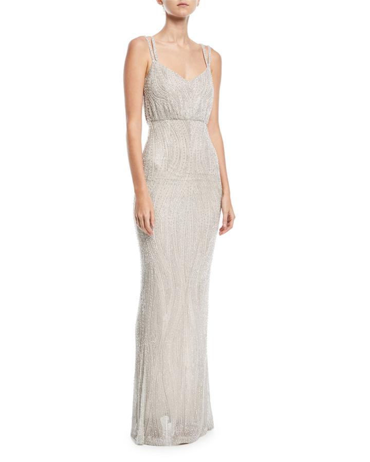 Beaded Tulle Empire Gown
