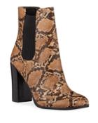 Justin Snake-print Leather Booties