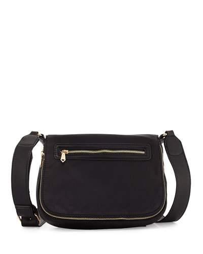 Charlie Nylon Messenger Crossbody Bag, Black