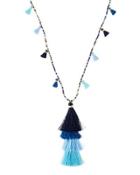 Multihued Stacked Tassel Pendant Necklace