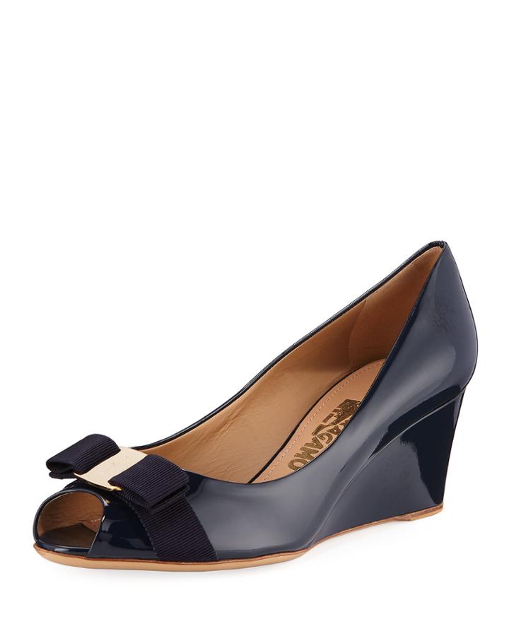 Sissi Vara Mid-wedge Pumps, Oxford Blue
