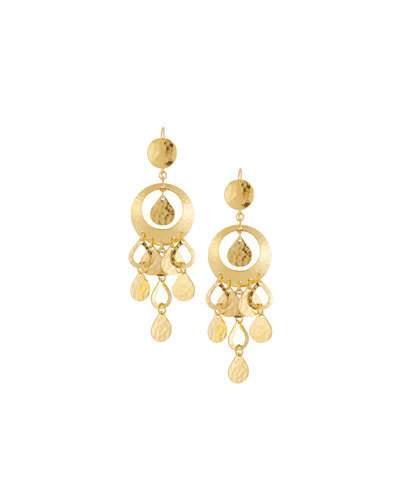24k Gold-plated Hammered Chandelier Earrings