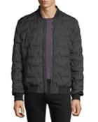 Men's Geometric Embossed Quilted Bomber Jacket