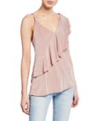 V-neck Asymmetric Ruffle Top