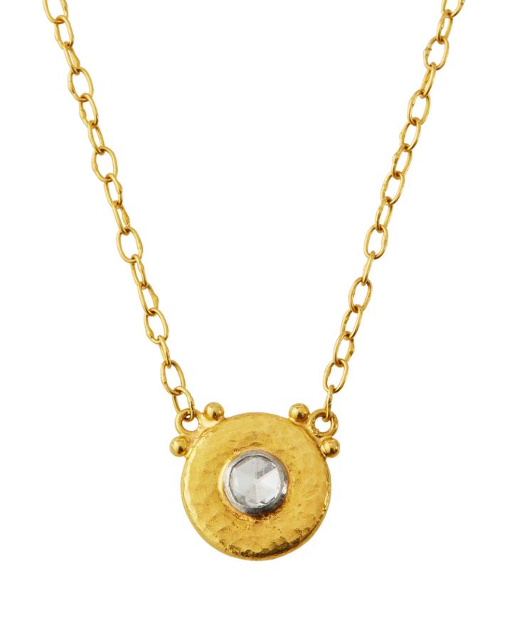 Delicate Round Diamond Pendant Necklace