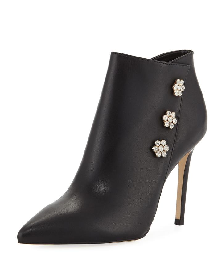 Sparkle Embellished Leather Booties