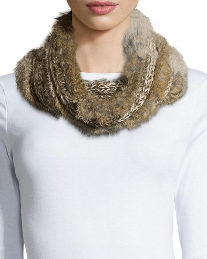 Buji Baja Rabbit-fur Infinity Scarf, Brown Tweed, Women's, Brown Twee