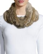 Buji Baja Rabbit-fur Infinity Scarf, Brown Tweed, Women's, Brown Twee