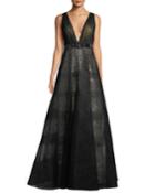 Plunging V-neck Lace Evening Gown