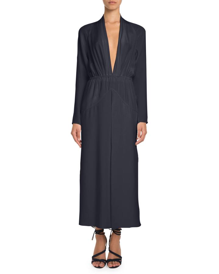 Plunging Long-sleeve Ankle-length