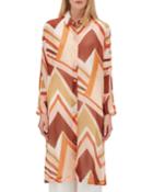 Kyrie Long-sleeve Button-front Modernist Chevron Georgette Duster Blouse