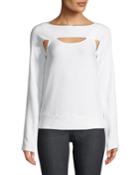 Long-sleeve Fleece Cutout Top