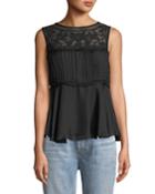 Embroidered Silk Babydoll Tank