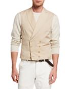 Men's Double-breasted Wool-linen Peak-lapel Vest