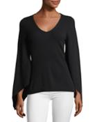Bell-sleeve V-neck Cashmere
