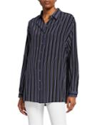 Striped Silk Button-front