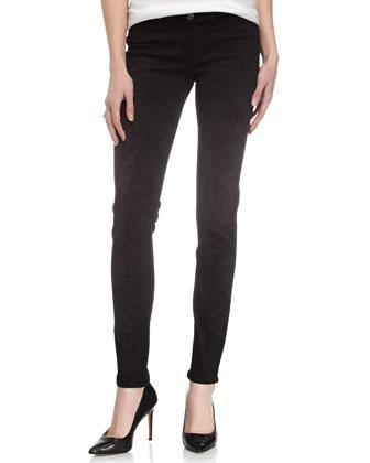 Fade To Blue Brocade-print Jeggings