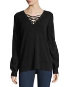 Cashmere Lace-up V-neck