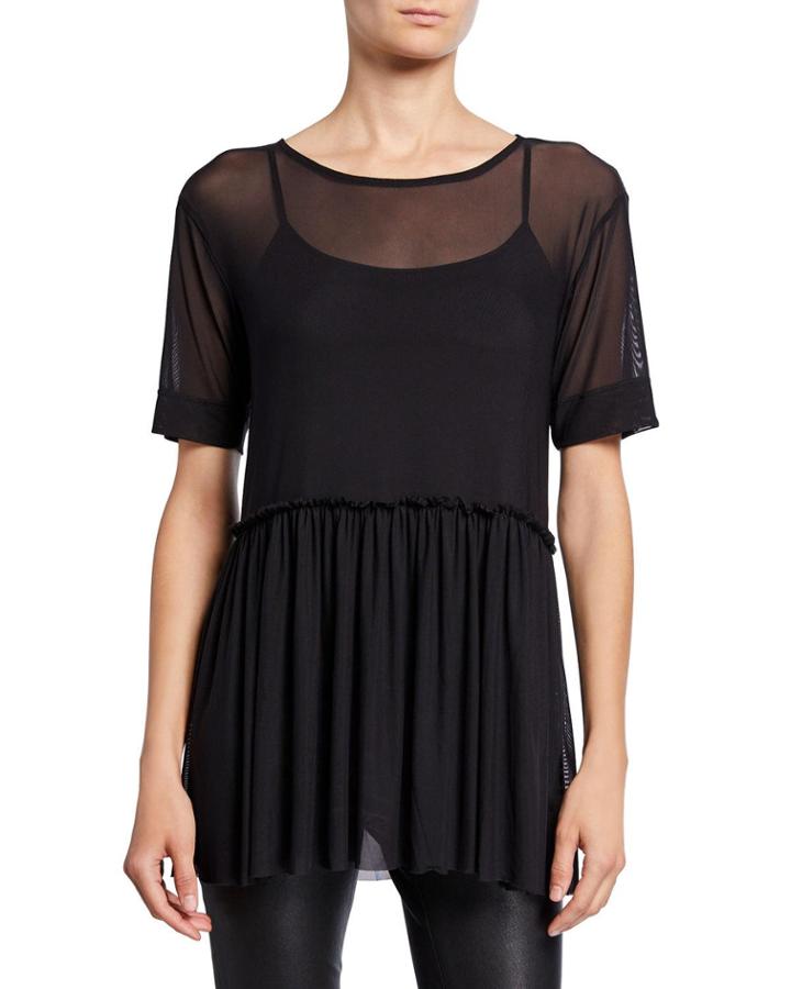 Power Mesh Peplum Top