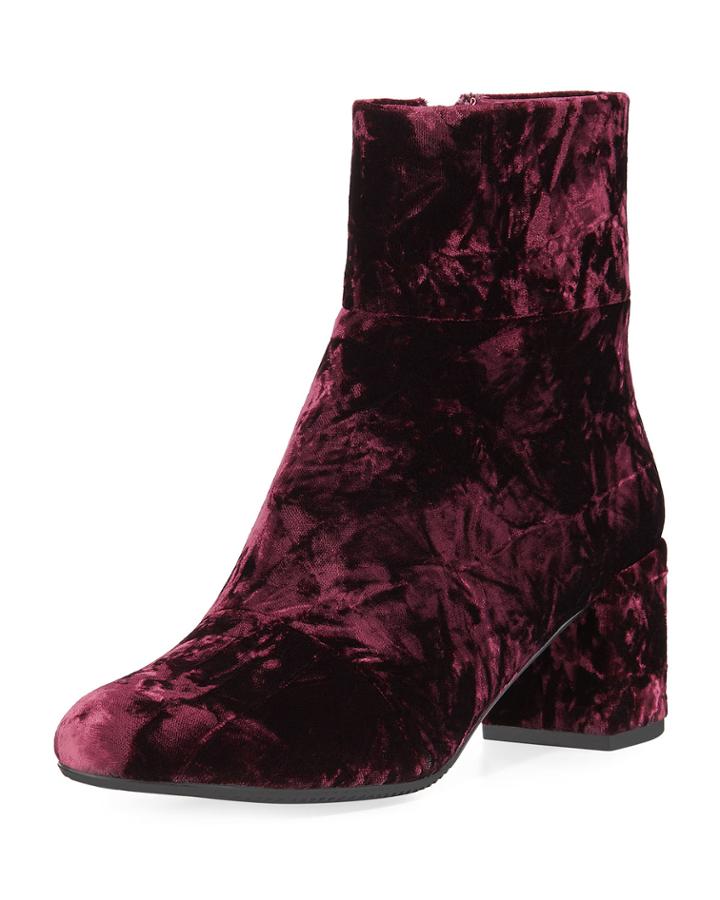 Zilfi Velvet Chunky-heel Booties
