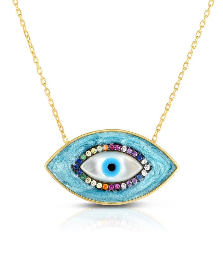 Enamel Evil Eye Pendant Necklace,