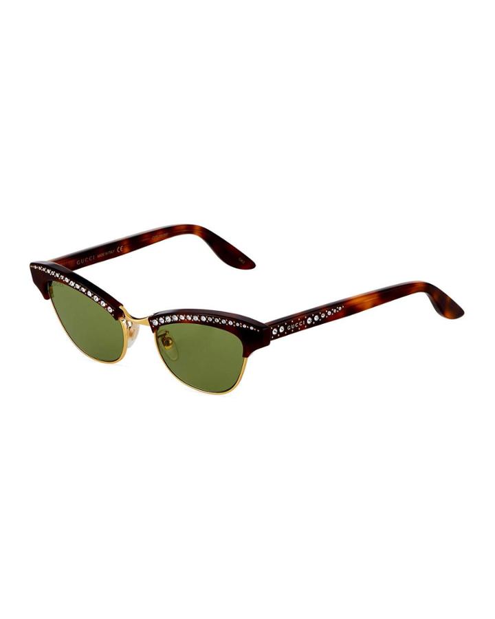 Jeweled Acetate/metal Cat-eyed Brow-line