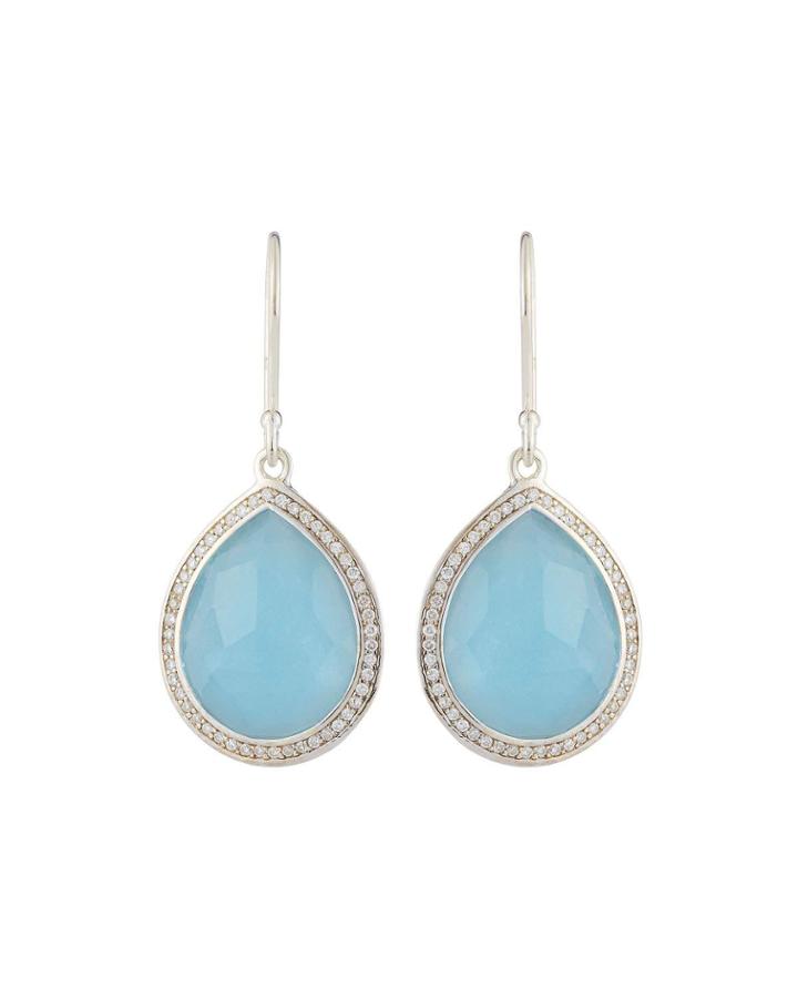 Lollipop Teardrop Earrings W/ Diamonds, Topaz/moonstone