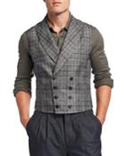 Men's Plaid Wool 1-1/2 Breasted Waistcoat