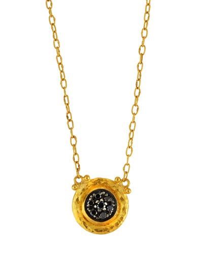 Celestial Moonstruck 24k Pave Black Diamond Pendant Necklace