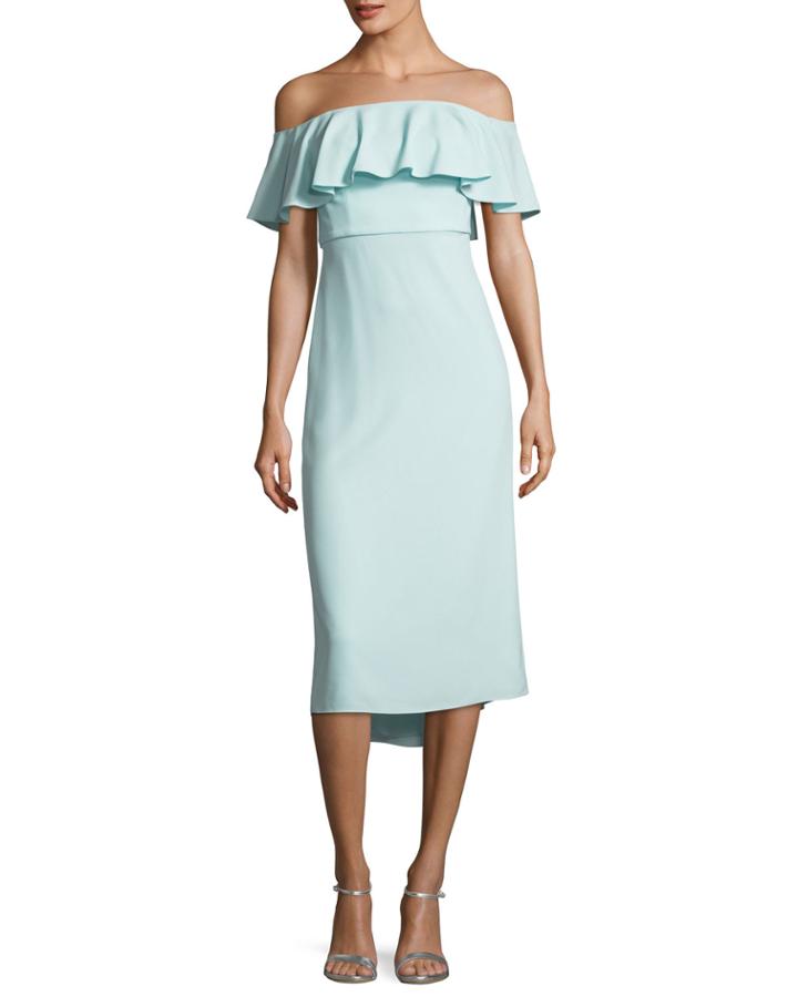 Ruffled Off-the-shoulder Flounce Cocktail Dress
