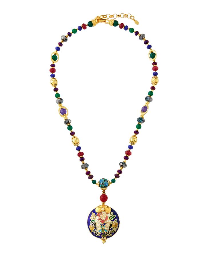 Beaded Cloisonne Pendant Necklace