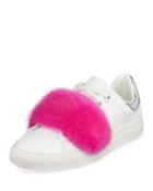 Leather Sneakers With Fur Trim