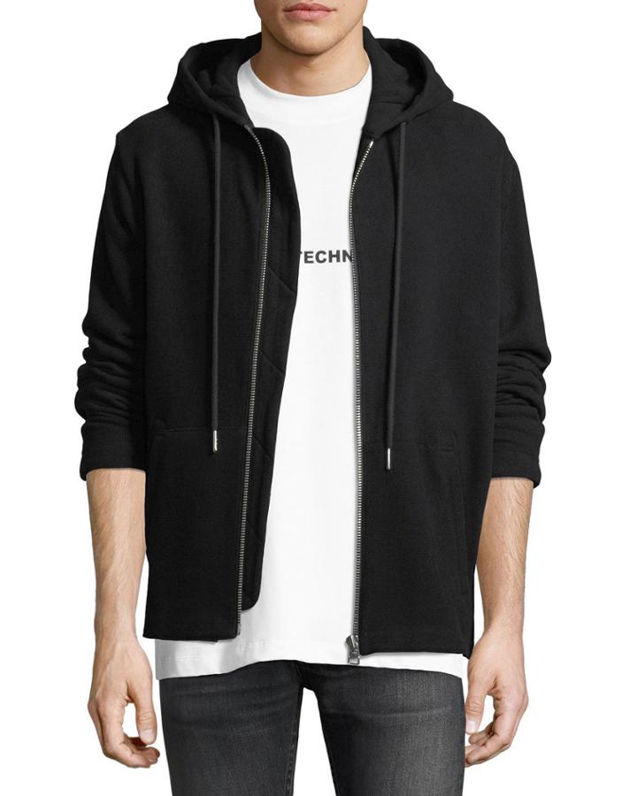 Rib-knit Zip-front Hoodie