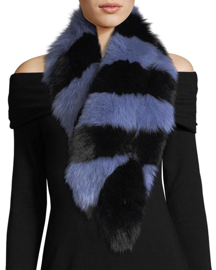 Popsicle Fur Scarf, Blue/black
