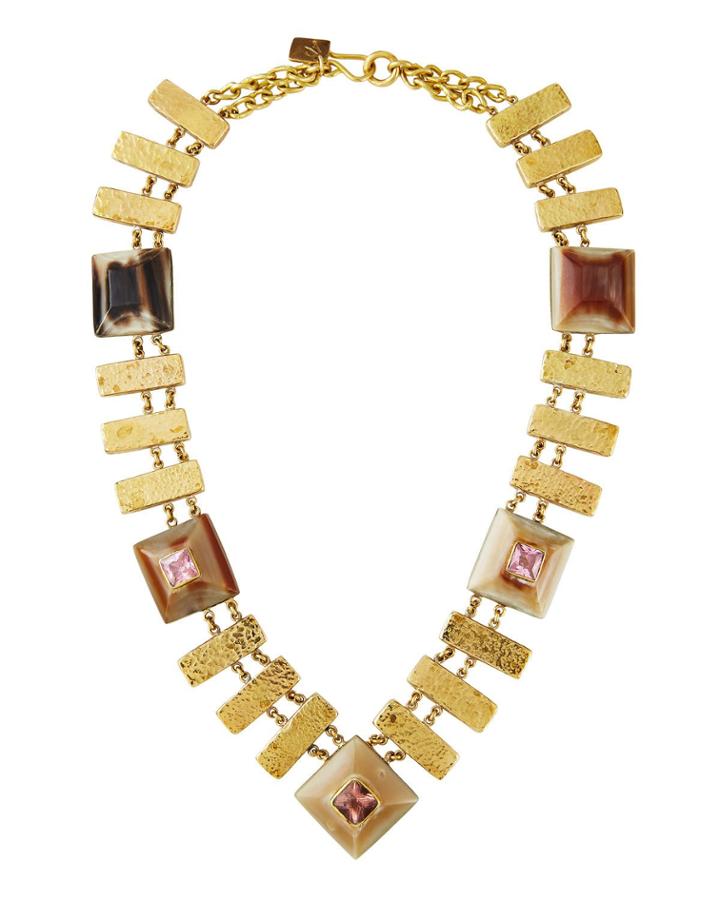 Horn & Hammered Bronze Necklace W/ Zultanite & Pink Amethyst