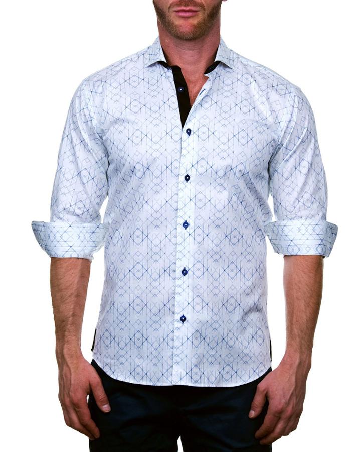 Men's Einstein Shaped Sport Shirt - Geo White