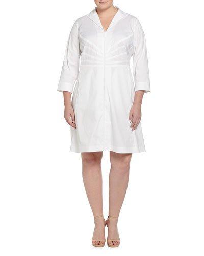 Kathy 3/4-sleeve Dress, White,