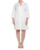 Kathy 3/4-sleeve Dress, White,