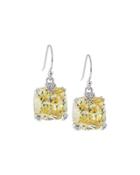 Canary Crystal Cushion Earrings, Gift Boxed
