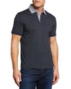 Men's Floral-collar Heathered Polo