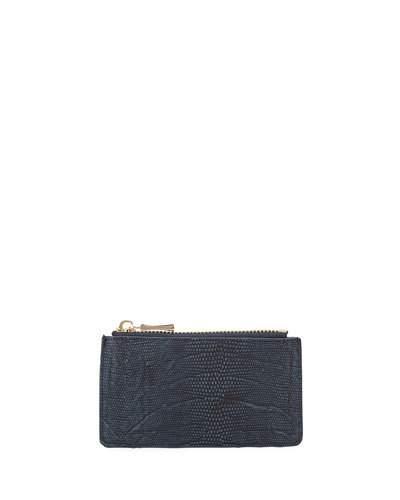 Flat Reptile-embossed Zip Card Case