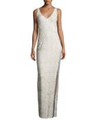 Sleeveless Sequined Gown, Gray