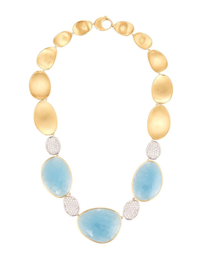 Lunaria 18k Aquamarine & Diamond Necklace