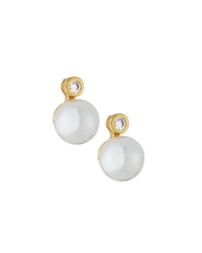 Small Pearl Button Earrings