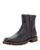 Jared Waxy Dual-zip Boot, Black